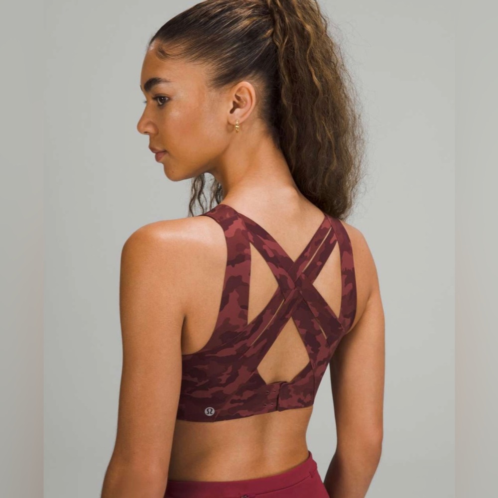 NWT Lululemon Enlite Weave-Back Bra High Support 32D in Camo Smokey Red - Picture 7 of 8